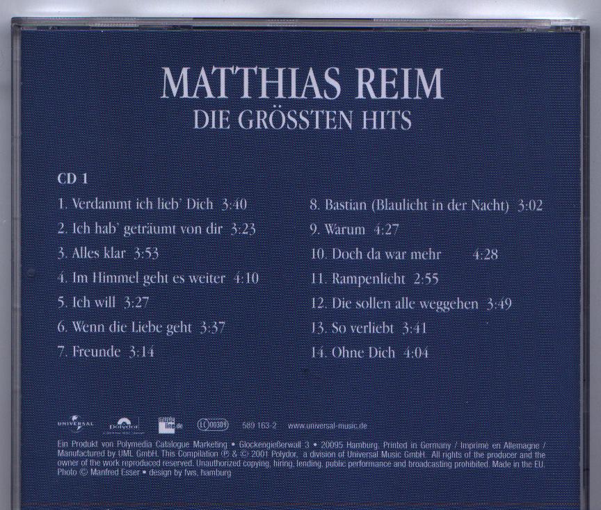 Matthias Reim - Die Gr #246;ssten Hits 